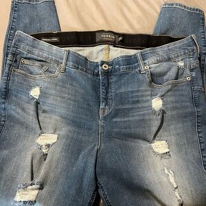 Torrid Blue Skinny Distressed Jeans